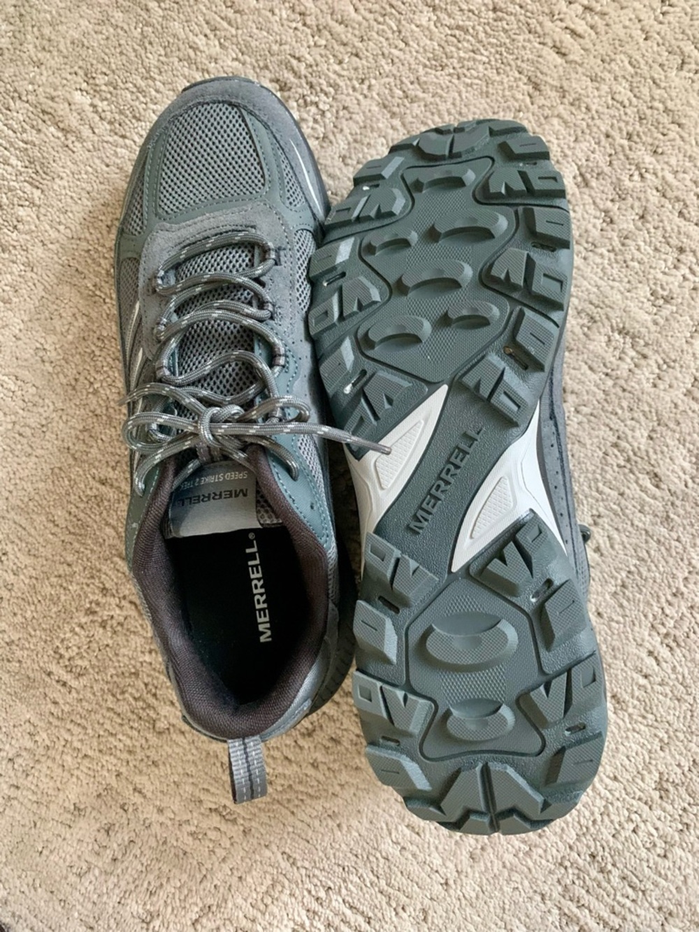Merrell Men's Olive Gray Trail Hiking Sneakers